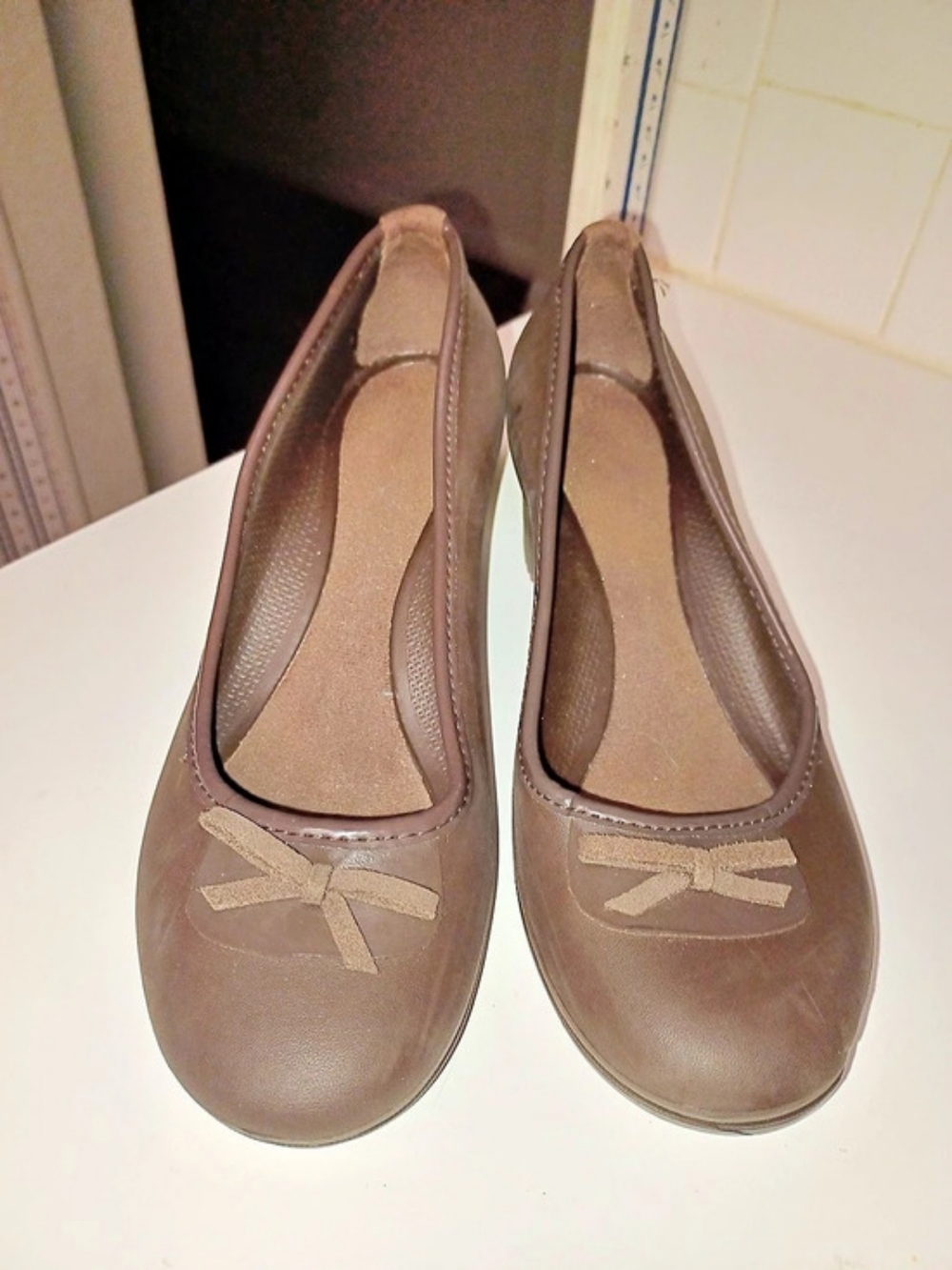 Crocs Brown Bow Wedge Heels